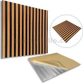 Samolepiace panely na stenu PE1, cena za kus, rozmer 66,5 cm x 66,5 cm, lamely hnedé, IMPOL TRADE