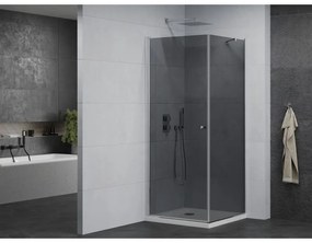 Mexen Pretoria, sprchovací kút 100 (dvere) x 100 (stena) cm, 6mm šedé sklo, chrómový profil + biela sprchová vanička, 852-100-100-01-40-4010