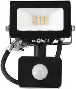 ECOLIGHT LED reflektor 10W 2v1 - studená biela + čidlo pohybu