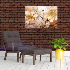 Obraz - Zlaté kvety (90x60 cm)
