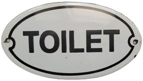 Krémová kovová smaltovaná ceduľa Toilet - 13,5*7,5 cm