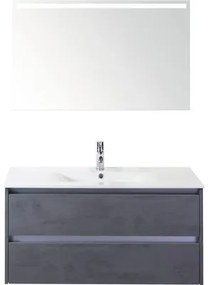 Kúpeľňový nábytkový set Dante 100 cm s keramickým umývadlom a zrkadlom s LED osvetlením betón antracitovo sivá
