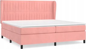 vidaXL Kontinentálna posteľ s matracom, ružová, zamat, 200 x 200 cm