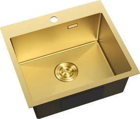 Mexen Solix, 1-komorový nerezový drez 500 x 450 mm, brúsená zlatá, 6402501000-55