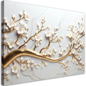 Gario Obraz na plátne Biele kvety na zlatom konári Rozmery: 60 x 40 cm