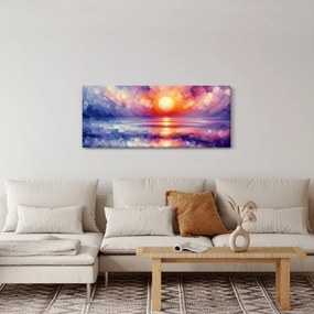 Obraz - Farebný umelecký západ slnka (120x50 cm)