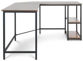 MIADOMODO Písací stôl 138 x 138 x 76 cm, hnedá/čierna