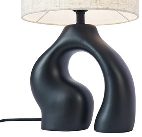 Japandi stolná lampa čierna s ľanovým tienidlom - Dahlia