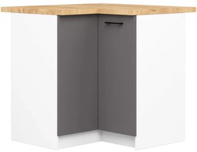 Spodná rohová kuchynská skrinka s doskou OLIWIA S90/90 biela / sivá