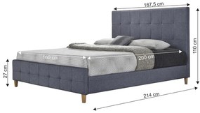 Kondela Manželská posteľ, sivá, 160x200, BALDER NEW
