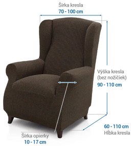 Super strečové poťahy HARMONIA tabaková kreslo ušiak (š. 70 - 100 cm)