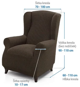 Super strečové poťahy HARMONIA tabaková kreslo ušiák (š. 70 - 100 cm)