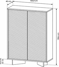 VYSOKÁ KOMODA GALLIANO DUB BOLIVAR + CAPPUCCINO LED 104 cm