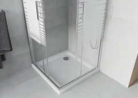 Mexen Rio štvorcový sprchovací kút 90 x 90 cm, 6mm sklo, číre sklo/pásy, chrómový profil + slim sprchová vanička 5cm, 860-090-090-01-20-4010