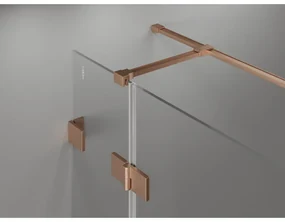 Mexen Lunar T, výklopný ľavý sprchový kút 125 x 80 cm, 8mm číre sklo, profil medená matná, 834T-125-080-65-00-L