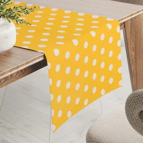 Biante Bavlnený behúň na stôl Sandra SA-598 Biele bodky na žltom 20x120 cm