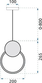 Toolight - LED závesné stropné kruhové svietidlo APP852-CP, čierna, OSW-07021