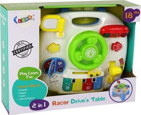 LEAN Toys Vzdelávací interaktívny stolík 2 v 1 pre batoľatá s volantom