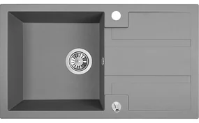 Laveo Barbados, 1-komorový granitový drez 760x440x194 mm, šedá, LAV-SBB_511T