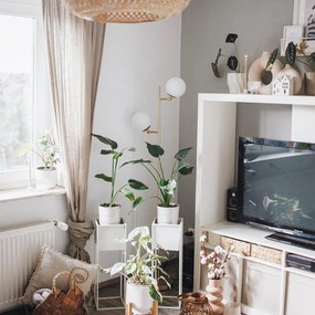 Inteligentná stojaca lampa zlatá s mliečnym sklom vrátane 2 Wifi P45 - Pallon