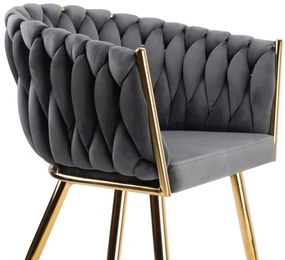 Jedálenská stolička COFTON zamatová, zlatá / grafitová
