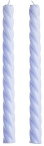 Butlers TWISTED Sada lesklých sviečok 2 ks 25,5 cm - sv. modrá