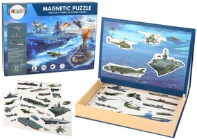 Lean Toys Sada edukačných magnetických puzzle – vojenské lode