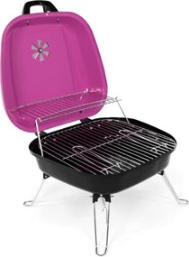 Garthen BBQ 5935 Kufríkový gril na drevené uhlie - ružový
