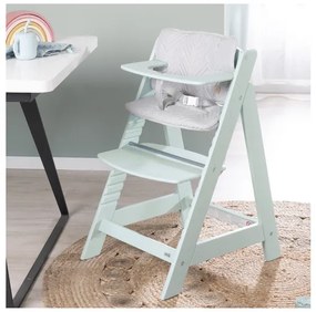 roba Detská vysoká stolička Born Up Zickzack 2 v 1, mentolová + Pultík k jedálenskej stoličke, hnedosivá  (800008530)