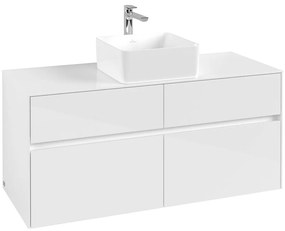 VILLEROY &amp; BOCH Collaro závesná skrinka pod umývadlo na dosku (umývadlo v strede), 4 zásuvky, 1200 x 500 x 548 mm, Glossy White, C04100DH