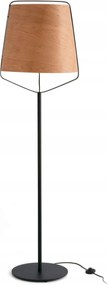 Stojacia lampa Faro Stood čierna s dreveným tienidlom, design Lúcid