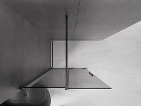 Mexen Velar, sprchová zástena s posuvnými dverami Walk-in 85 x 200 cm, 8mm šedé sklo, čierna matná, 871-085-000-43-70