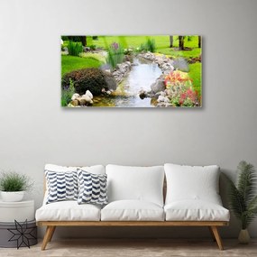 Skleneny obraz Záhrada jazero príroda 125x50 cm