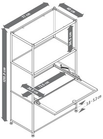 Kovová komoda »CN3« s 2 výklopnými priehradkami, čierna