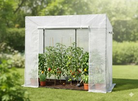 Garden Line Biely skleník na paradajky 200 x 77 x 168/146 cm