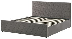 Zamatová posteľ s úložným priestorom 160 x 200 cm sivá ROCHEFORT Beliani