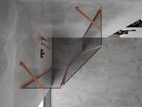 Mexen Mist, päťuholníkový sprchový kút výklopný 90 x 90 cm, číre sklo, medený matný profil, 8A8-090-090-65-00