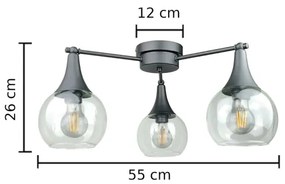 Prisadený luster STAR 3xE27/60W/230V čierna/číra