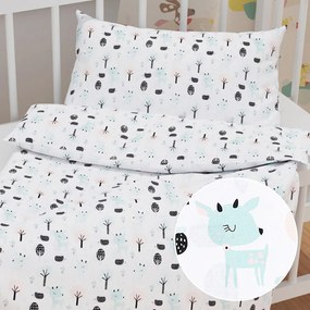 Biante Detské bavlnené posteľné obliečky do postieľky Sandra SA-369 Srnčekovia a ježkovia v lese Do postieľky 90x120 a 40x60 cm