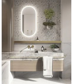 Oválne LED zrkadlo do kúpeľne s osvetlením OVAL LINE PREMIUM 100 x 50 cm v zlatom ráme