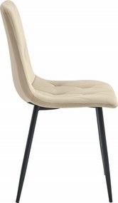 AKCIA Svetlobéžová zamatová jedálenská stolička LIBRA s čiernymi nohami II. akosť