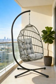 Skládací závěsné houpací křeslo Houseland Malta šedé