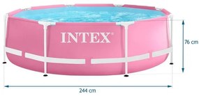 Záhradný bazén ružový s rámom 244 x 76 cm