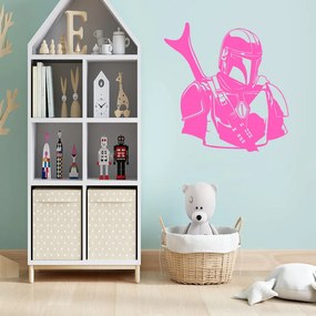 Veselá Stena Samolepka Mandalorian Star Wars Farba: růžová, Veľkosť: 100 x 96 cm
