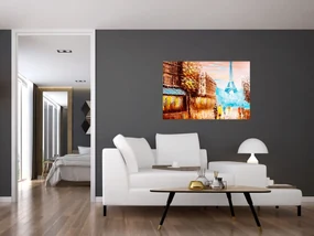 Obraz - Daždivého počasia a Eiffelovej veže (90x60 cm)