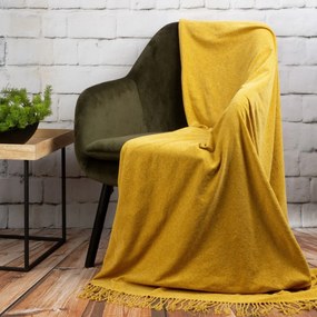 Medovo žltá ľahká akrylová deka 130 x 170 cm