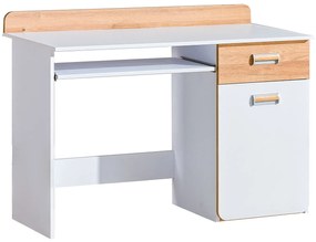 Písací stolík CORNETO L10 Farba: Biely briliant / dub nash