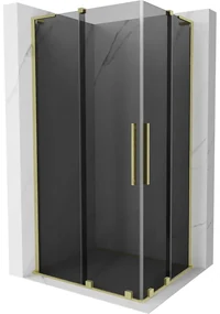 Mexen Velar L Duo, sprchový kút s posuvnými dverami 100 x 90 cm, 8mm šedé sklo, zlatá matná, 871-100-090-02-43-55