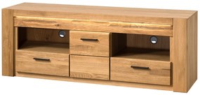 Televízny stolík Velvet II 25 161 cm z masívu s LED osvetlením dub prírodný