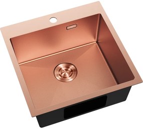 Mexen Solix, 1-komorový nerezový drez 500 x 500 mm, brúsená meď, vzor voština, 6407501000-65HC